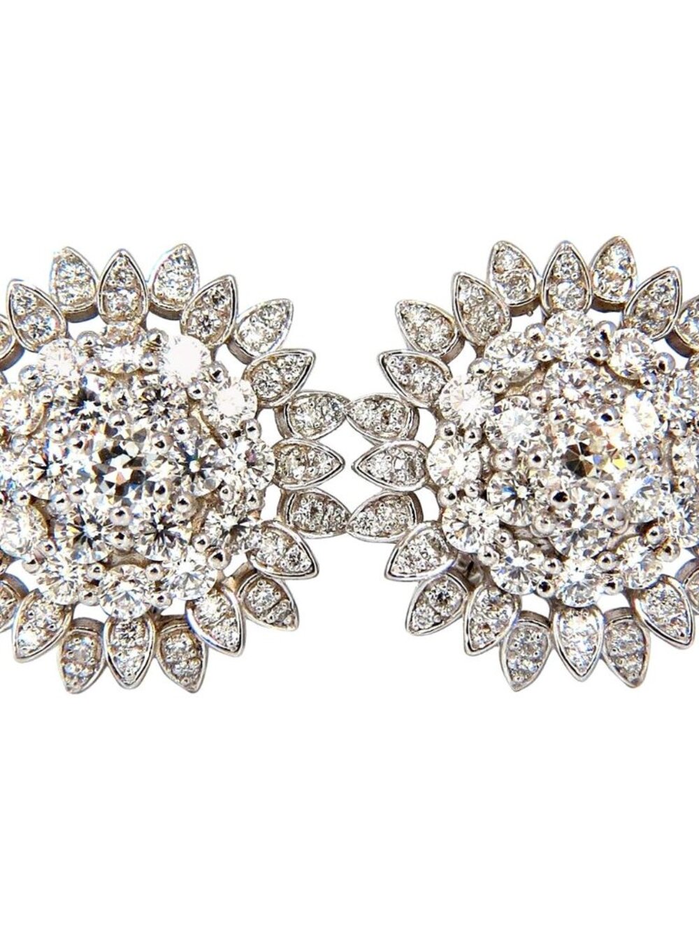4.26ct round natural diamond cluster starburst clip earrings 18kt g.vs*
